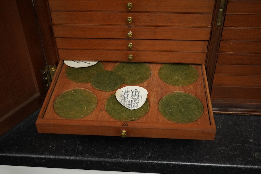 A 19th century mahogany coin collector’s cabinet, 62cm wide